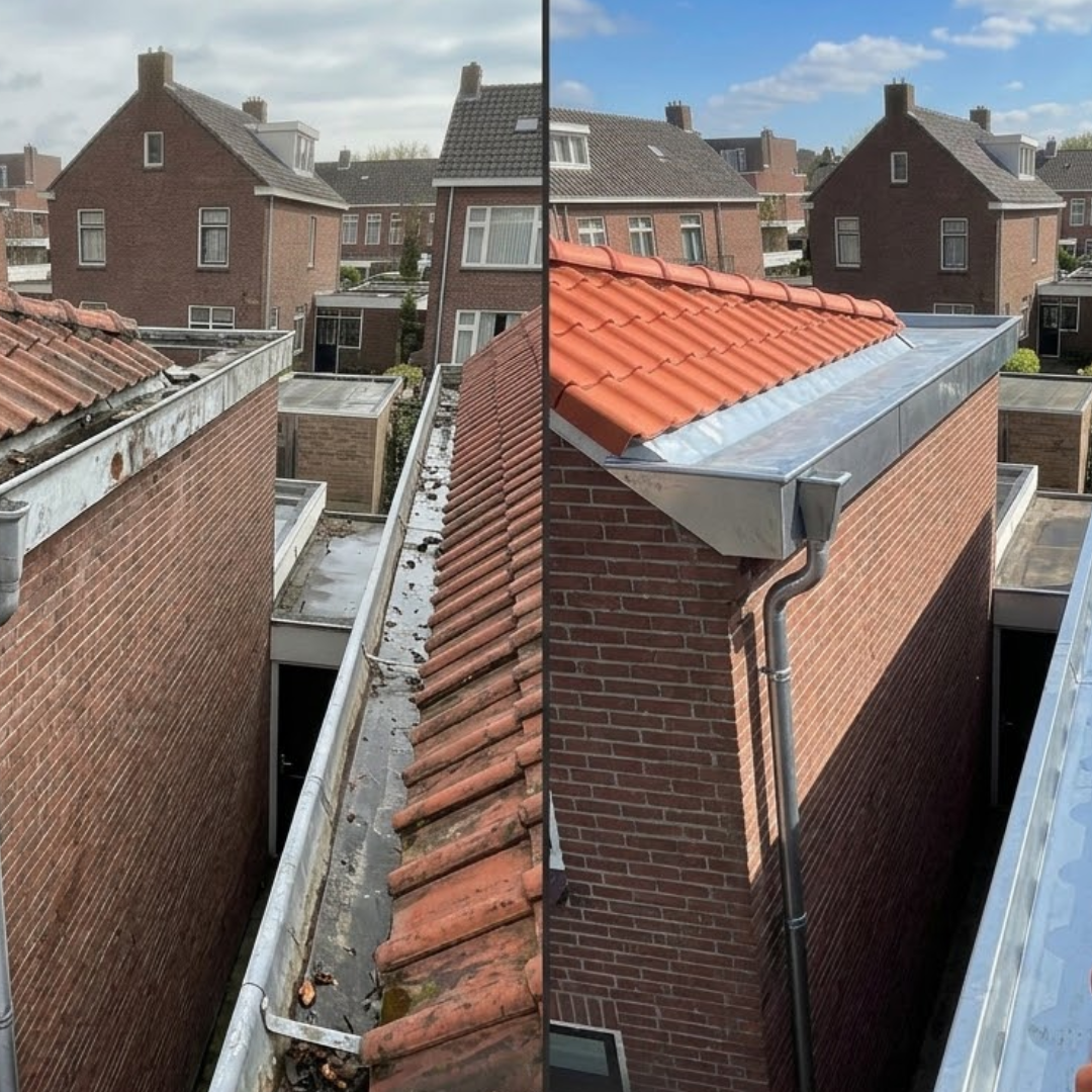 Voor en na: dakgoten vernieuwd in Dubbeldam